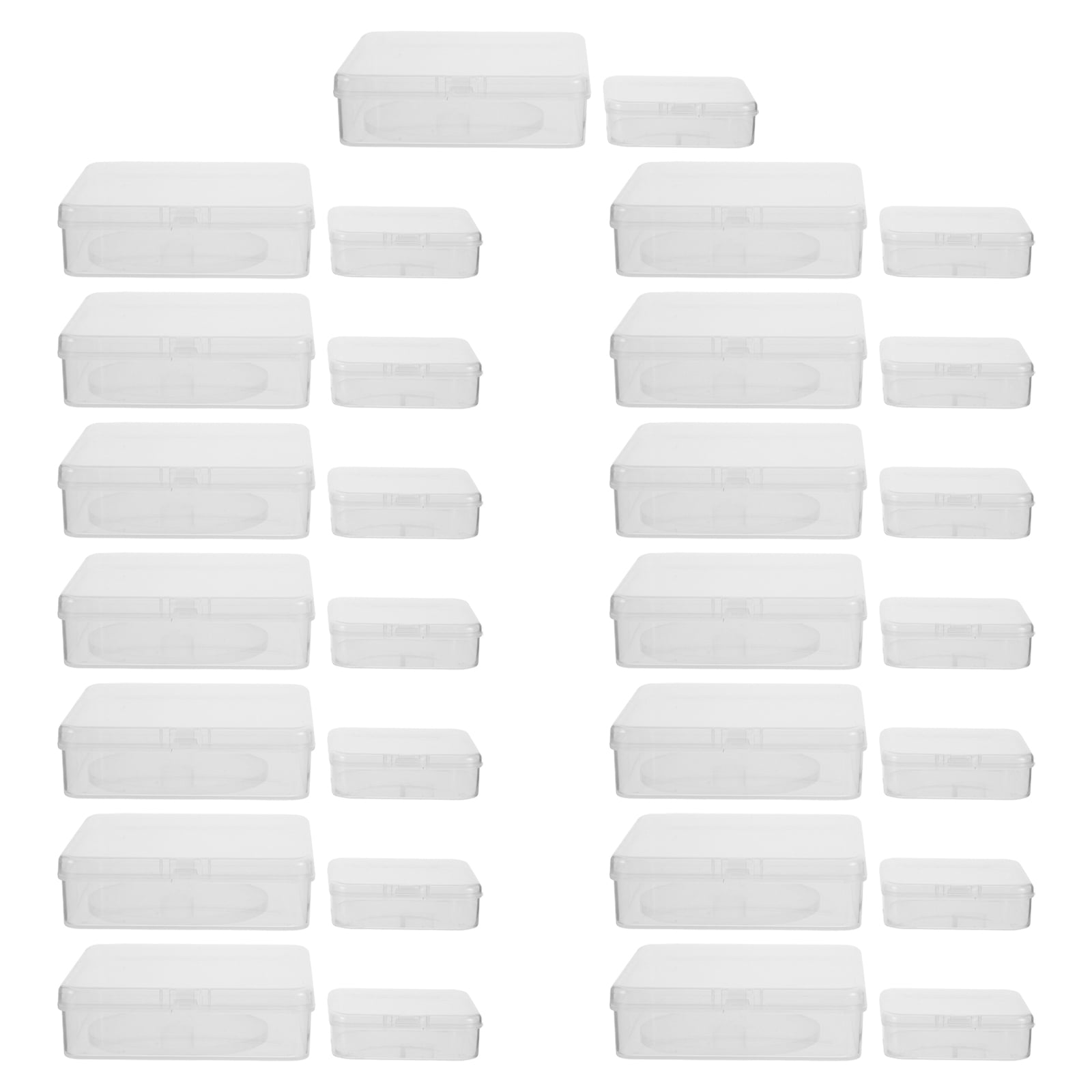 TABLZONE 30pcs Transparent Rectangular Craft Storage Containers, Plastic PP Organizer Boxes for Art Supplies and Small Items