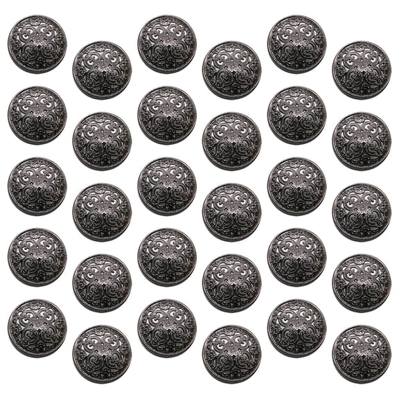 TABLZONE 30Pcs Black Metal Button for Clothes Rugged Hollow-Out Design Suitable for Jackets