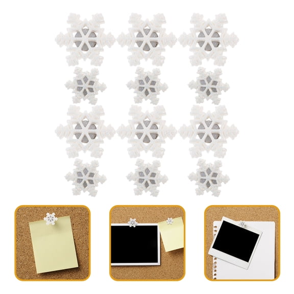 TABLZONE 30Pcs White Snowflake Push Pins Resin Bulletin Board Thumbtacks