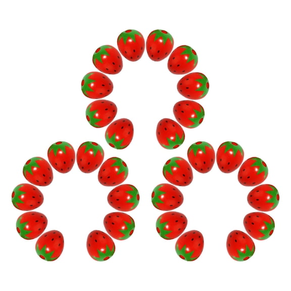 TABLZONE 30 Pieces Strawberry Wood Beads for Bracelet Making Crafts with Decorative Fruit Charm Design