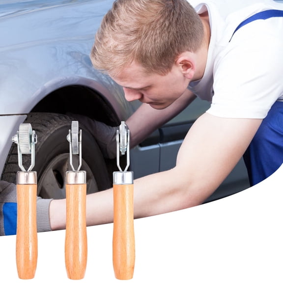 TABLZONE 3-Piece Car Tire Repair Tool Set with Lightweight Portable Rollers for Tire Patch, Plated