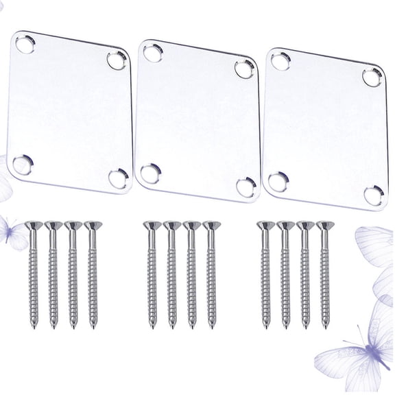 TABLZONE 3Pcs Bass Neck Plate Silver Metal Guitar Neck Joint Plate with Ergonomic Precise Design