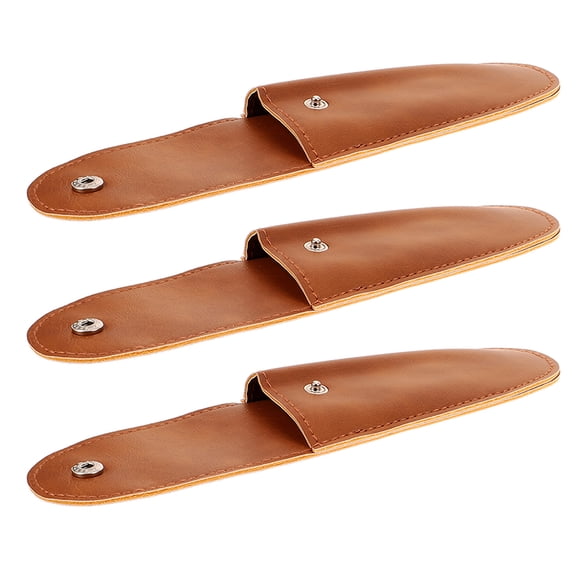 TABLZONE 3-Pack Lightweight Brown PU Harmonica Case Portable Harmonica Protector with Stable Design