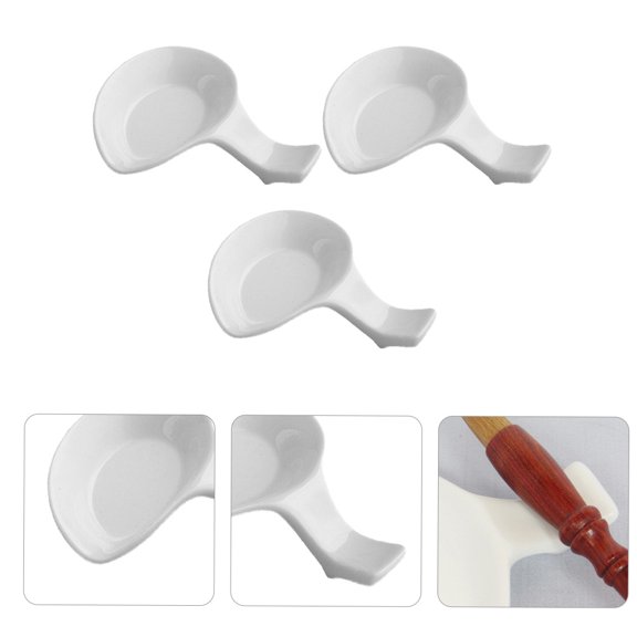TABLZONE 3Pcs Ceramic Brush Pen Rest White Ink Pen Stand for Calligraphy Painting