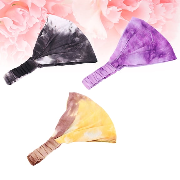 TABLZONE 3Pcs Adjustable Cotton Hairbands Soft Elastic Wide-Brimmed Multi Color Headwraps