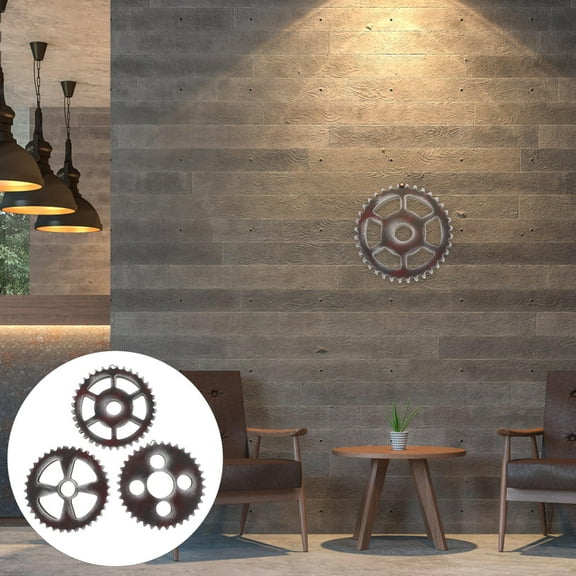TABLZONE 3Pcs Decorative Wall Gear Assorted Color MDF Wall Hanging Home Decorations