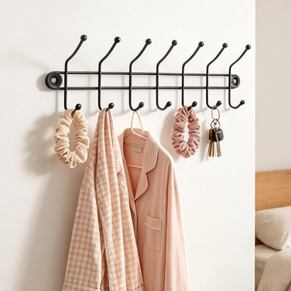 TABLZONE 3Pcs Double Hook Rail Metal Coat Rack Grey for Wall Mounted Versatile Organization