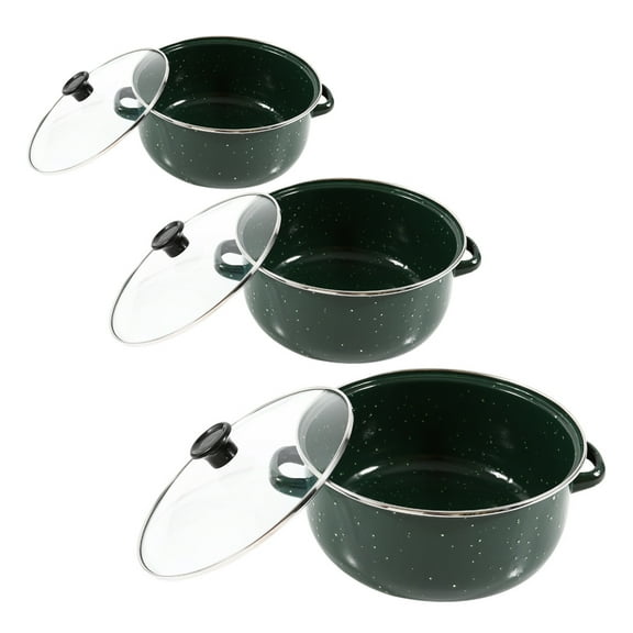 TABLZONE Green Enamel Cookware Set, Even Heating Pots and Pans, Cookware for Home Cooking