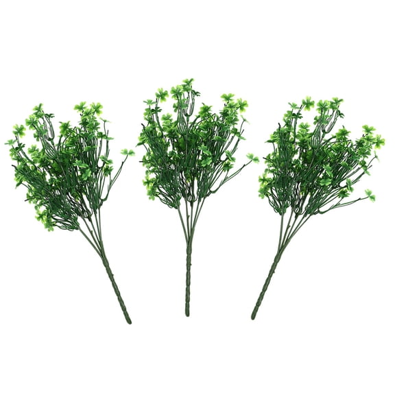 TABLZONE 3Pcs Green Artificial Leaves Stems Fake Four Leaf Clover Decorative Stems