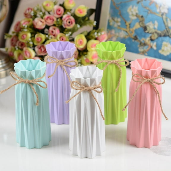 TABLZONE 3-Piece Creative Paper Folding Vase Set Plastic Flower Arrangement Containers for Home Decor