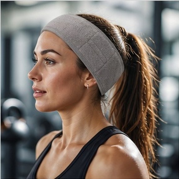 TABLZONE 3Pcs Grey Yoga Headbands Breathable Facial Headbands for Face Washing and Workout Use