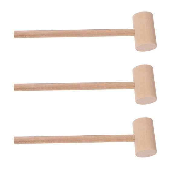 TABLZONE 3-Piece Wooden Kitchen Mallet Set with Smooth Khaki Finish for Crab Shell Cracking, Seafood, and Cooking Tasks