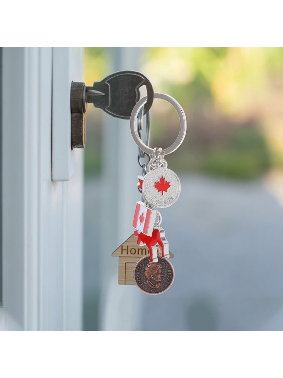 Maple Leaf Keychain Canadian Design Assorted Color Zinc Alloy Home Use 3Pcs