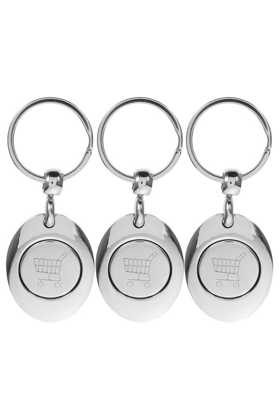 3Pcs Small Metal Shopping Trolley Tokens Portable Cart Token Keyring