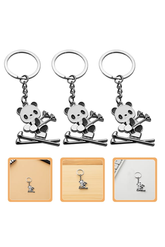 Cute Panda Keychain Set of 3 Metal Pendants Unique Gift for Everyday Use and Accessories