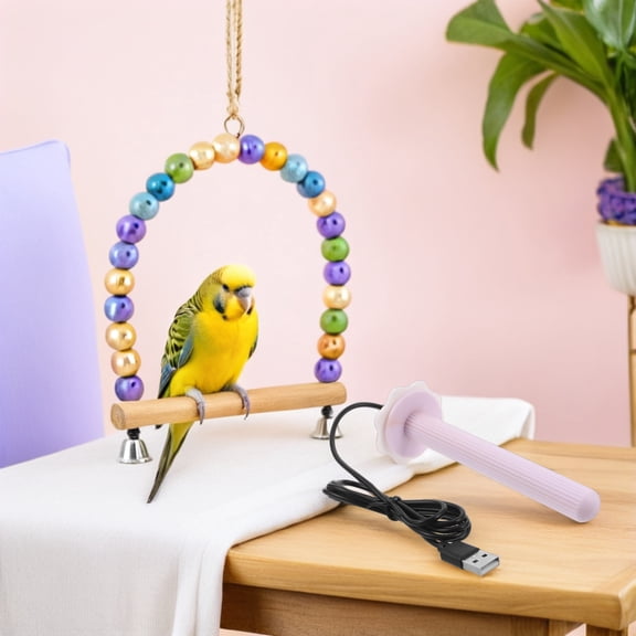 TABLZONE 3Pcs Plastic Bird Heater Perch for Cage Violet USB Parrot Stand with Even Heat Distribution