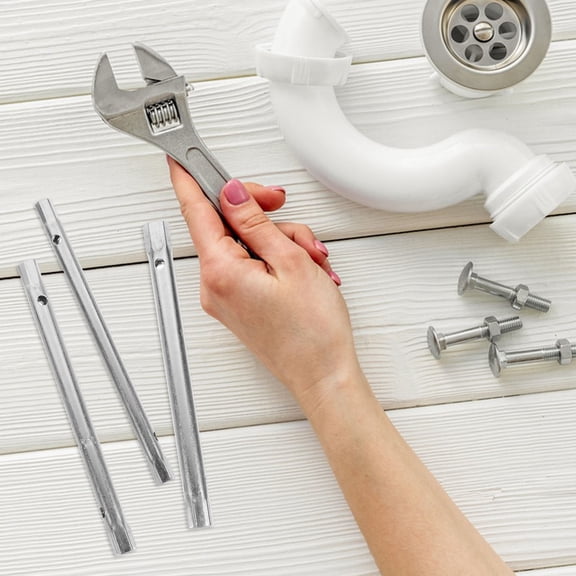 TABLZONE 3Pcs Plated Silver Steel Tap Spanner Set Plumbing Tool Kit for Home Bathroom Faucet Repairs