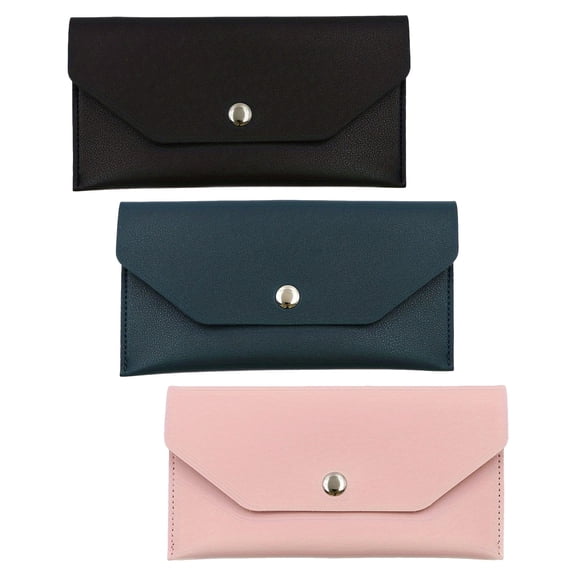 TABLZONE 3Pcs Cash Envelope Wallet Assorted Colors PU Wallet Organizer for Travel and Budgeting