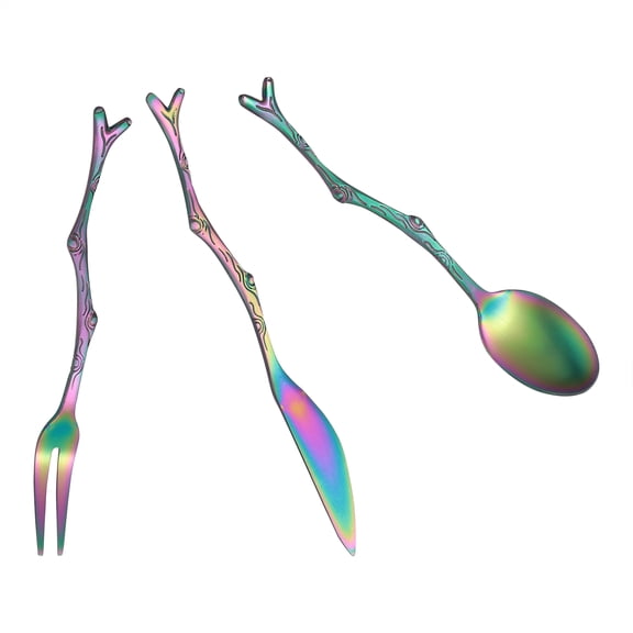 TABLZONE Set of 3 Stainless Steel Vintage Branch Style Salad Forks for Home and Restaurant Dining, and Stylish Flatware