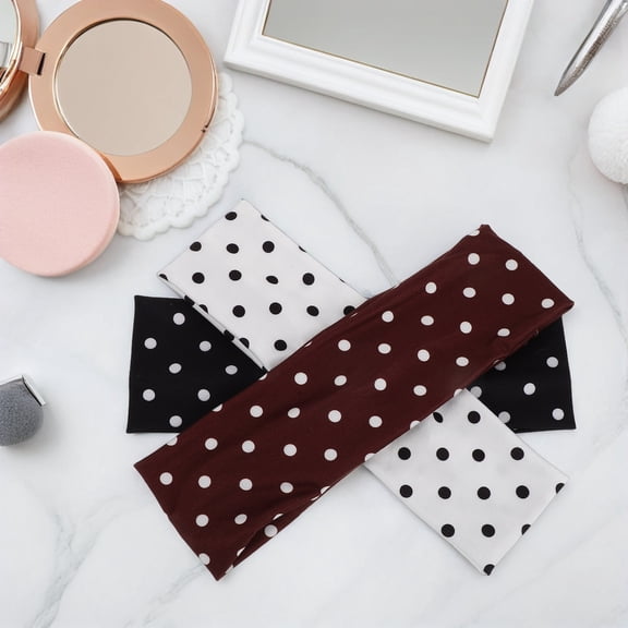 TABLZONE 3-Pack Vintage Polka Dot Headbands, Wide Elastic Hair Bands in Multiple Colors for Fitness, Casual and Everyday Wear