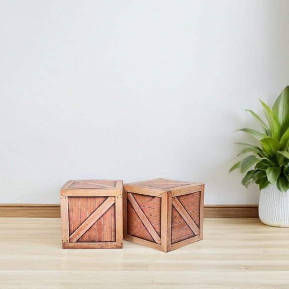 TABLZONE Western Themed Photo Prop Light Brown Simulation Wooden Box 3Pcs