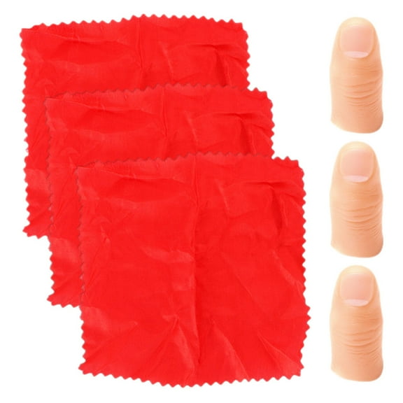 TABLZONE 3Sets Funny Magician Scarf Prop Assorted Colors Versatile Fake Finger Trick Tool for Performance