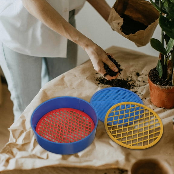 TABLZONE 3Sets Plastic Soil Sifter Mesh Sieve Gardening Tool for Sifting Rocks Twigs and Soil