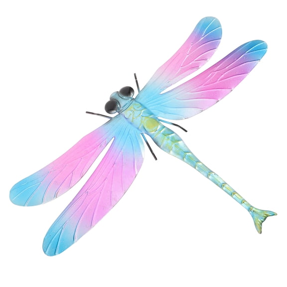 TABLZONE Rosy Metal Dragonfly Wall Hanging for Patio Garden Fence Outdoor Decoration