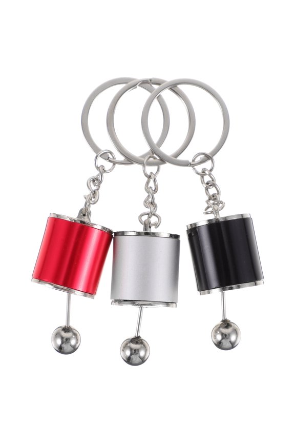 3pcs Car Key Keyring Zinc Alloy Red Gear Shifter Shape For Everyday Use