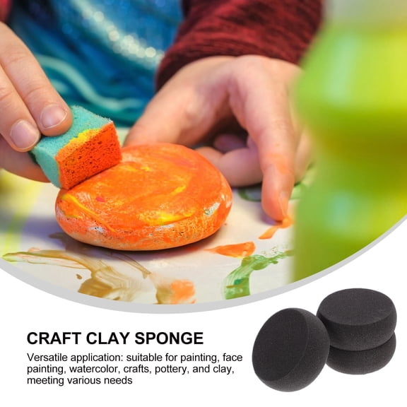 TABLZONE 3pcs Round Paint Sponge for Pottery Grey Multipurpose Cleaning Painted Bisque Art Projects