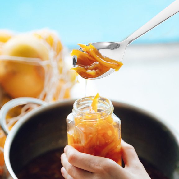 TABLZONE 4 Pcs Ceramics Soup Spoons Flat Bottom Silver for Classic Dinner Setting