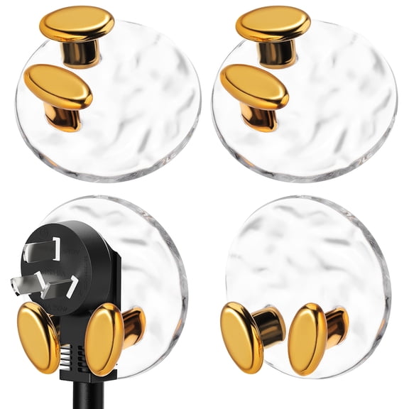 TABLZONE 4-Pack Golden Cord Organizer Hooks for Appliance Cable Management and Home Use, Plug Brackets