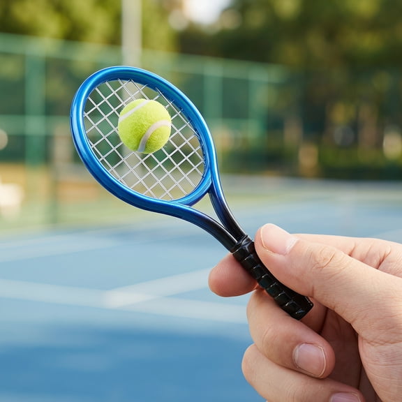 TABLZONE 4-Piece Miniature Tennis Set with Realistic Plastic Design for Dollhouse, Collectibles, and Kids' Playtime Fun