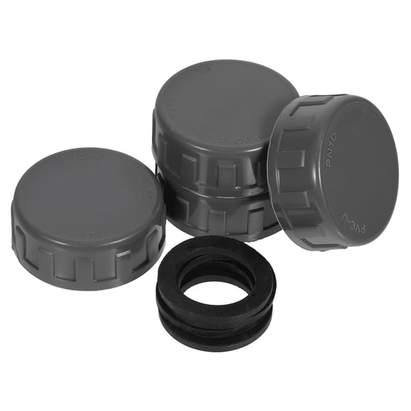 TABLZONE Grey Threaded PVC Pipe Caps, Precision Thread Design for Industrial Piping, 4 Sets Plumbing Fittings