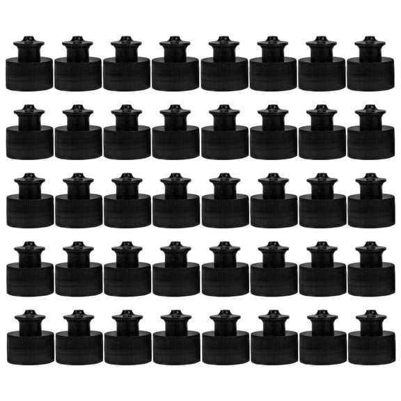 TABLZONE 40Pcs Black Plastic Squeeze Bottle Caps with Pull Tab Design for Versatile Reusable Water Bottle Tops