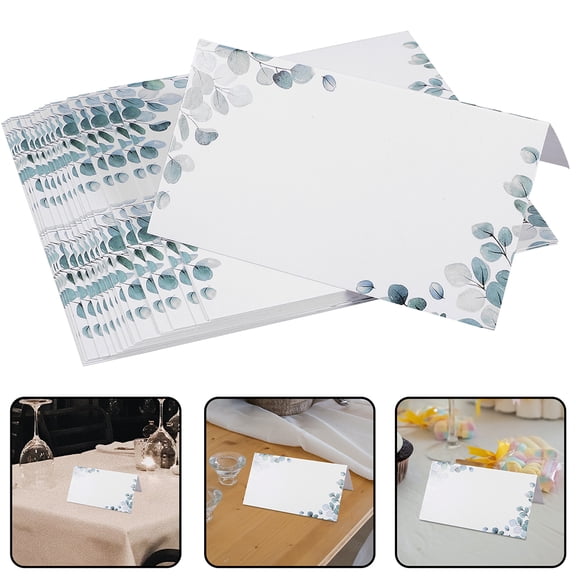 TABLZONE 40Pcs Multi Color Wedding Place Cards for Table Seating with Foldable Greenery Design