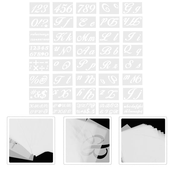 TABLZONE DIY Wall Drawing Templates White Pet Letters Patterns for Creative Arts 40Pcs