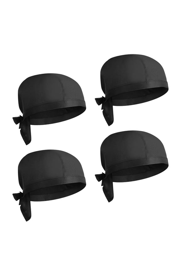 4Pcs Black Kitchen Cook Hats Practical Quick Drying Caps for Restaurant
