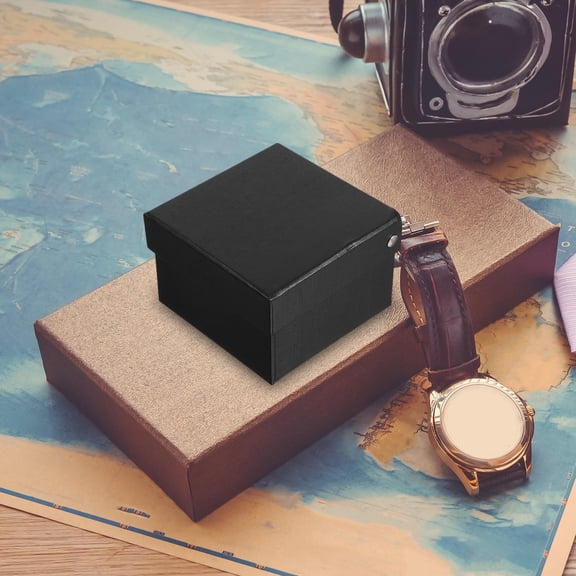 TABLZONE 4Pcs Black Paper Jewelry Packaging Box with Flip Lid for Necktie and Small Item Storage