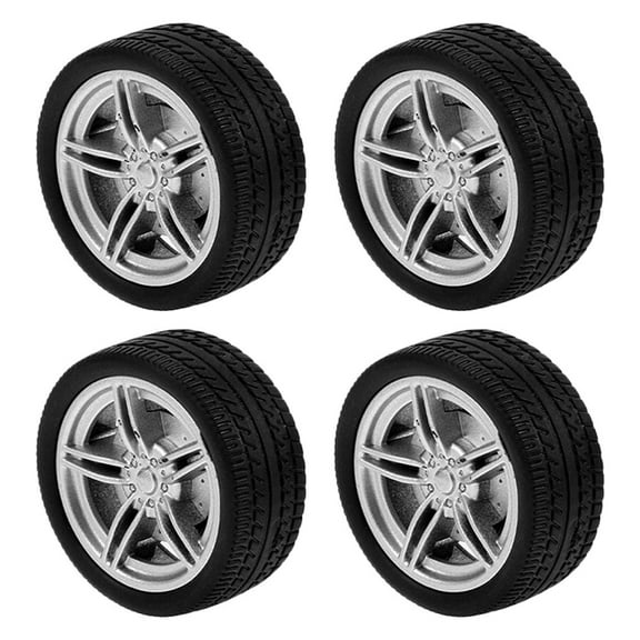 TABLZONE 4Pcs Black Rubber Wheels for DIY Car Models Durable Lightweight Craft Wheels for Rc Cars and Trucks