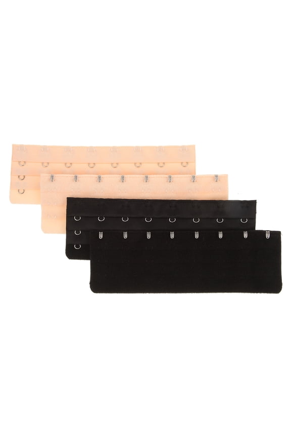 Brassiere Extension Hooks Assorted Color Stainless Steel and Polyester 4Pcs