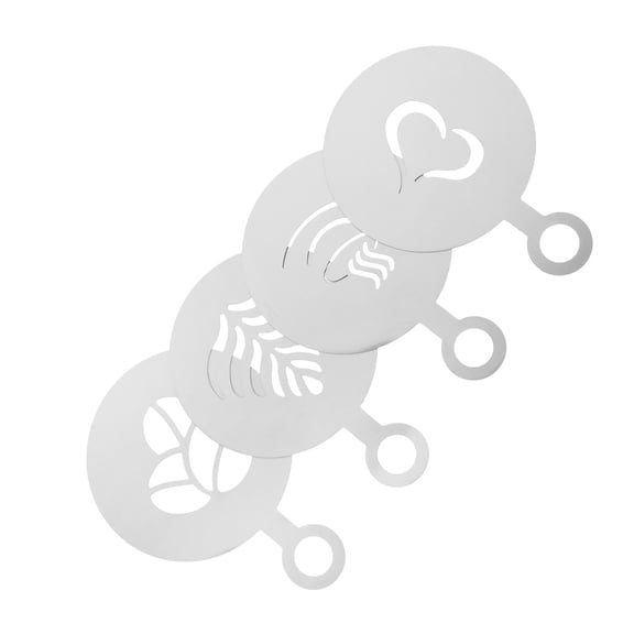 TABLZONE Coffee Decorating Stencils 4 Pcs Stainless Steel for Hot Beverages Latte Art Powder