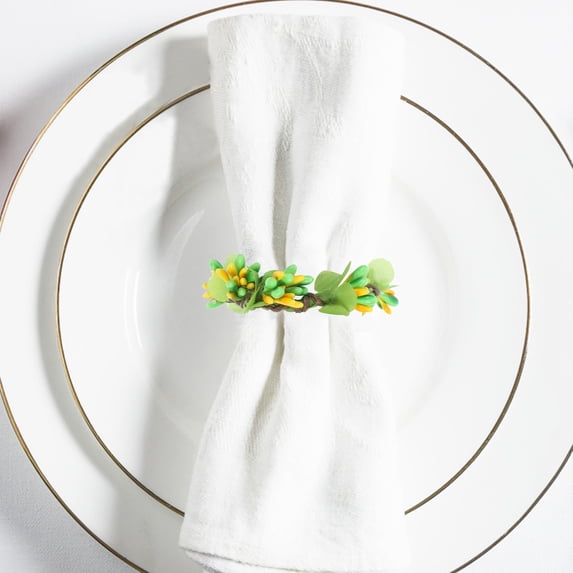 TABLZONE Decorative Napkin Buckles Multi Silk Cloth Foam Wire for Dining Table 4Pcs