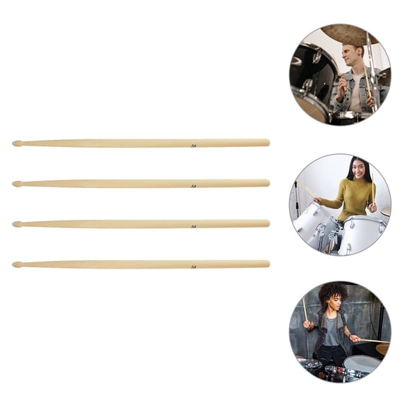TABLZONE 4Pcs Khaki Maple Drum Sticks with Wooden Handles for Jazz and Drum Kit Players Lightweight Design