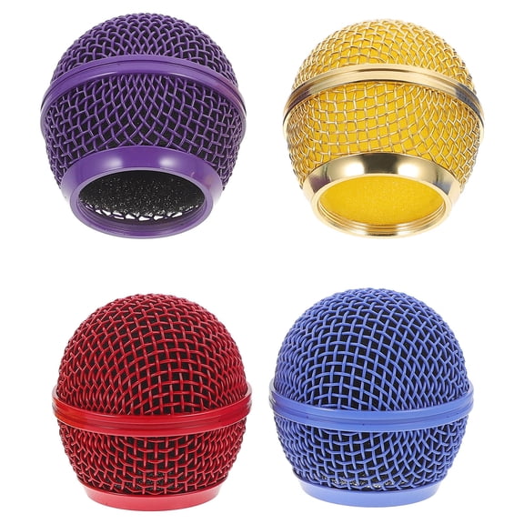 TABLZONE 4Pcs Durable Metal Microphone Grill Heads with Vibrant Assorted Colors for Performance Use