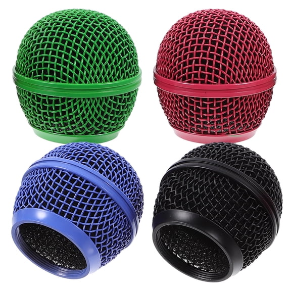 TABLZONE 4Pcs Metal Microphone Grille Ball Head Replacement Assorted Color Mic Accessories for Musicians