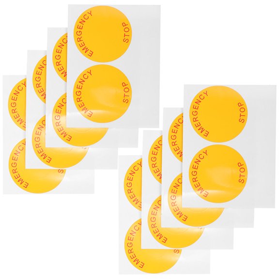 TABLZONE 4Pcs Emergency Stop Caution Stickers Wear Resistant Warning Signs for Equipment