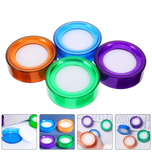 TABLZONE Desktop Finger Wetting Tool 4-Pack Assorted Colors Plastic Sponge for Crafts and Office Use