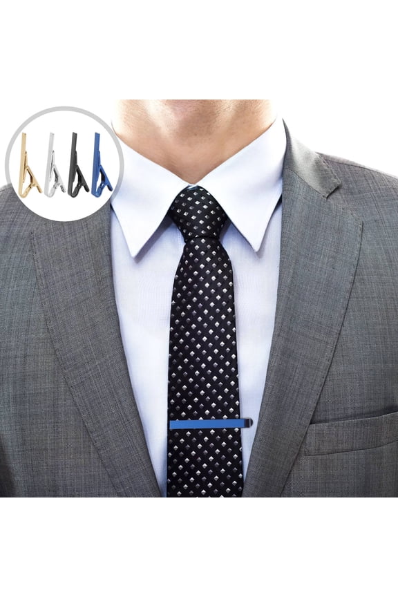 4Pcs Mens Fashion Tie Clips Set Metal Tie Holder Clips for Formal Events