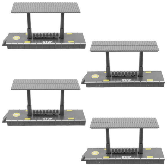 TABLZONE Decorative Train Railway Station Model Grey Plastic Versatile Design for Decoration 4Pcs
